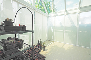 ม่านม้วนโปร่งแสง ( Dimout ) ชุดสโลป โรงเรือน Glasshouse