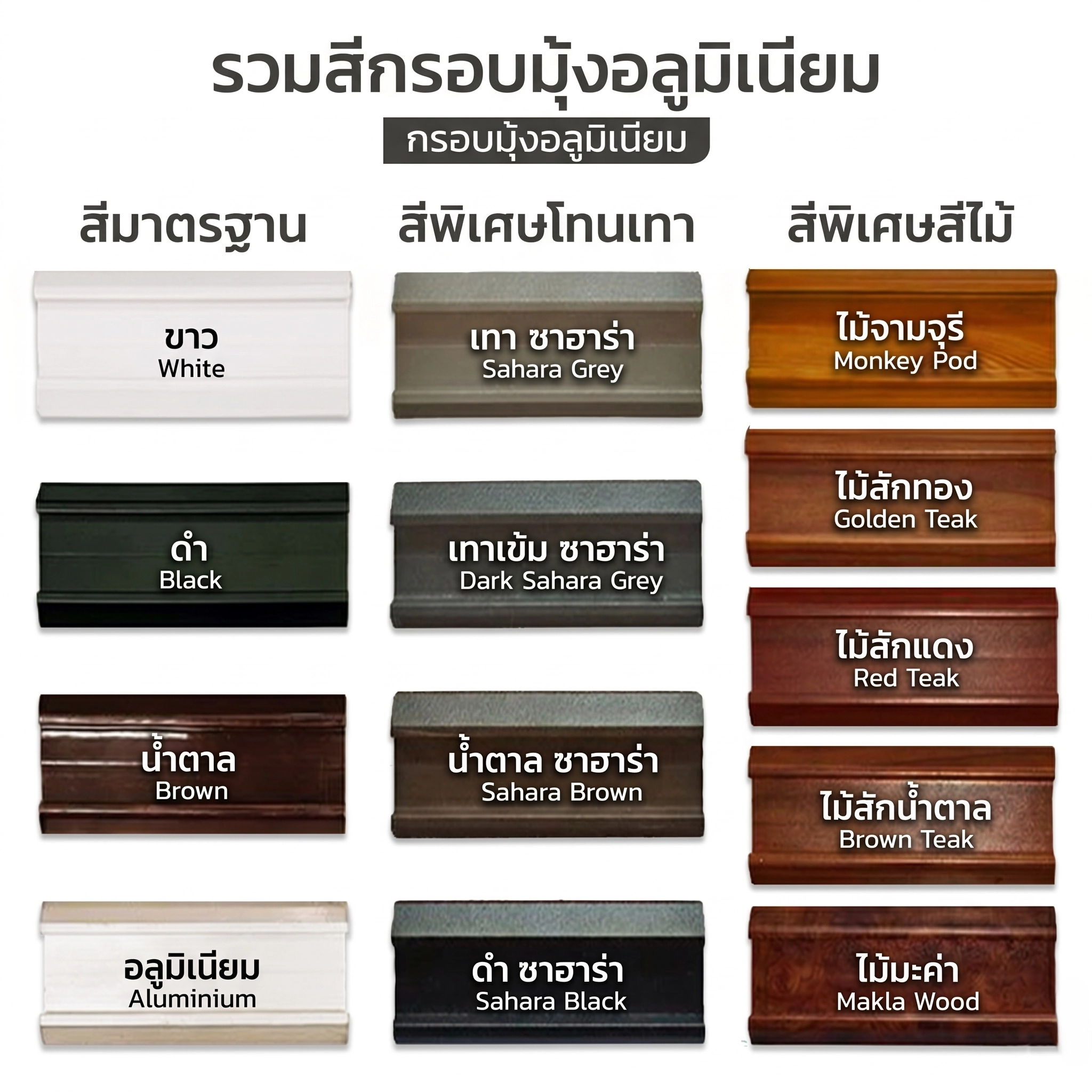 สีมาตรฐานของกรอบมุ้ง