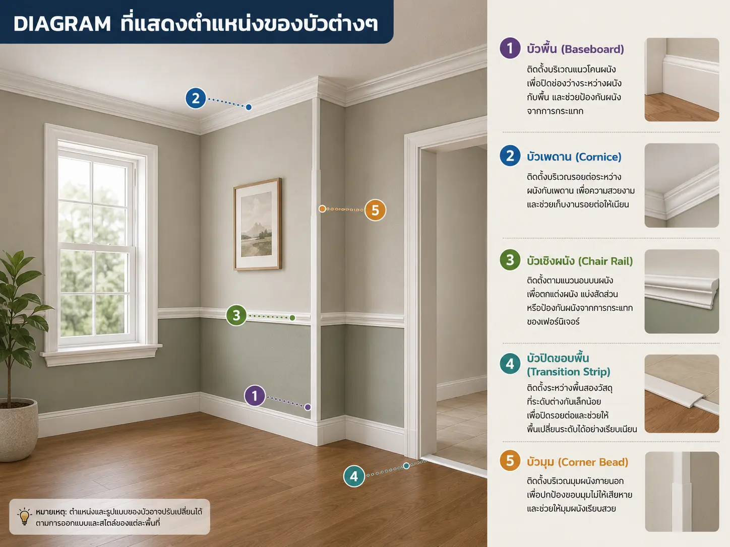 Diagram แสดงตำแหน่งของบัว
